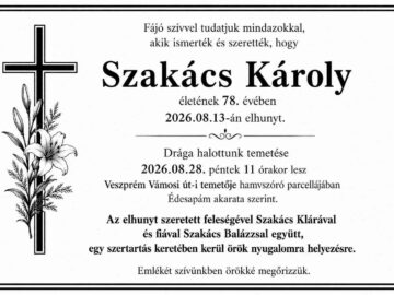 Gyászhír – Szakács Károly
